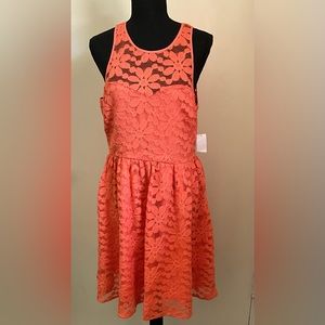 Orange Floral Sleeveless Dress